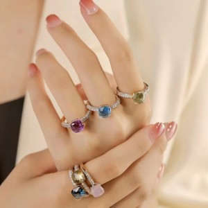 18K/14k/10k/9k or avec anneau de pierre de couleurnaturelle