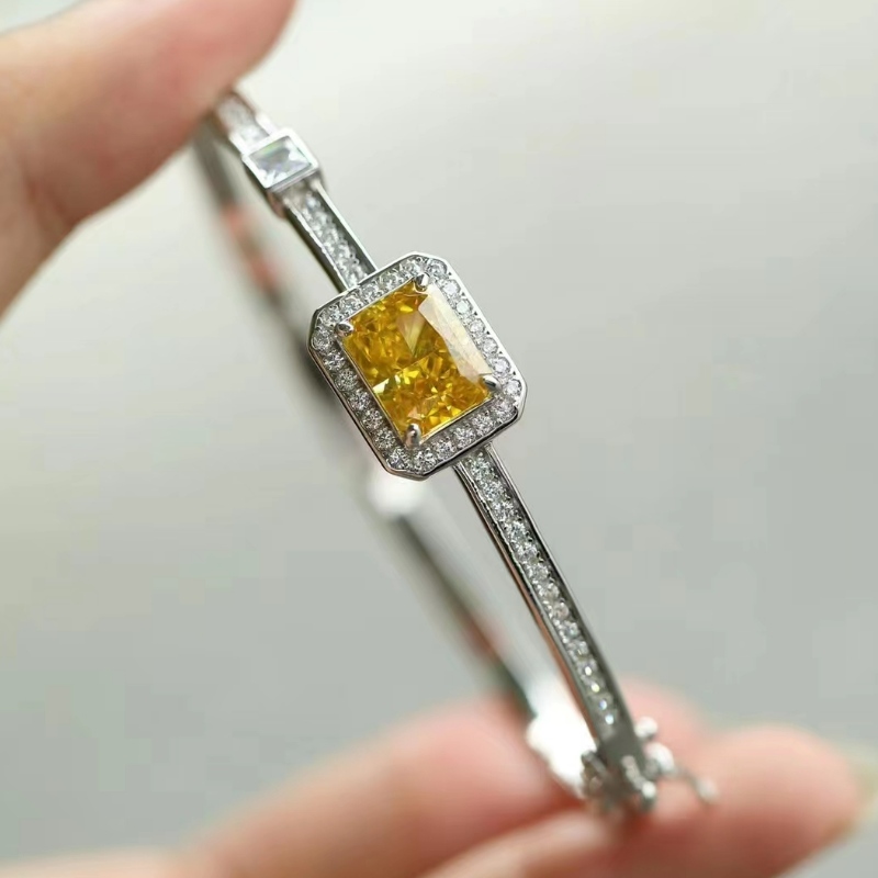 Argent sterling 925 avec bracelet en diamant coloré à haut carbone