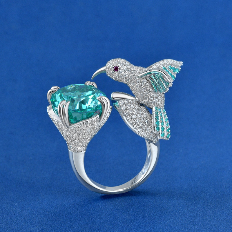 Nouveau design en argent sterling 925 avec un anneau d\'oiseau en pierre de zircon aaaaa prêt à expédier